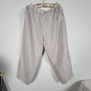 Poetry Womens Relaxed Fit Linen Cropped Pants Size 14 Light Gray Pockets Casual